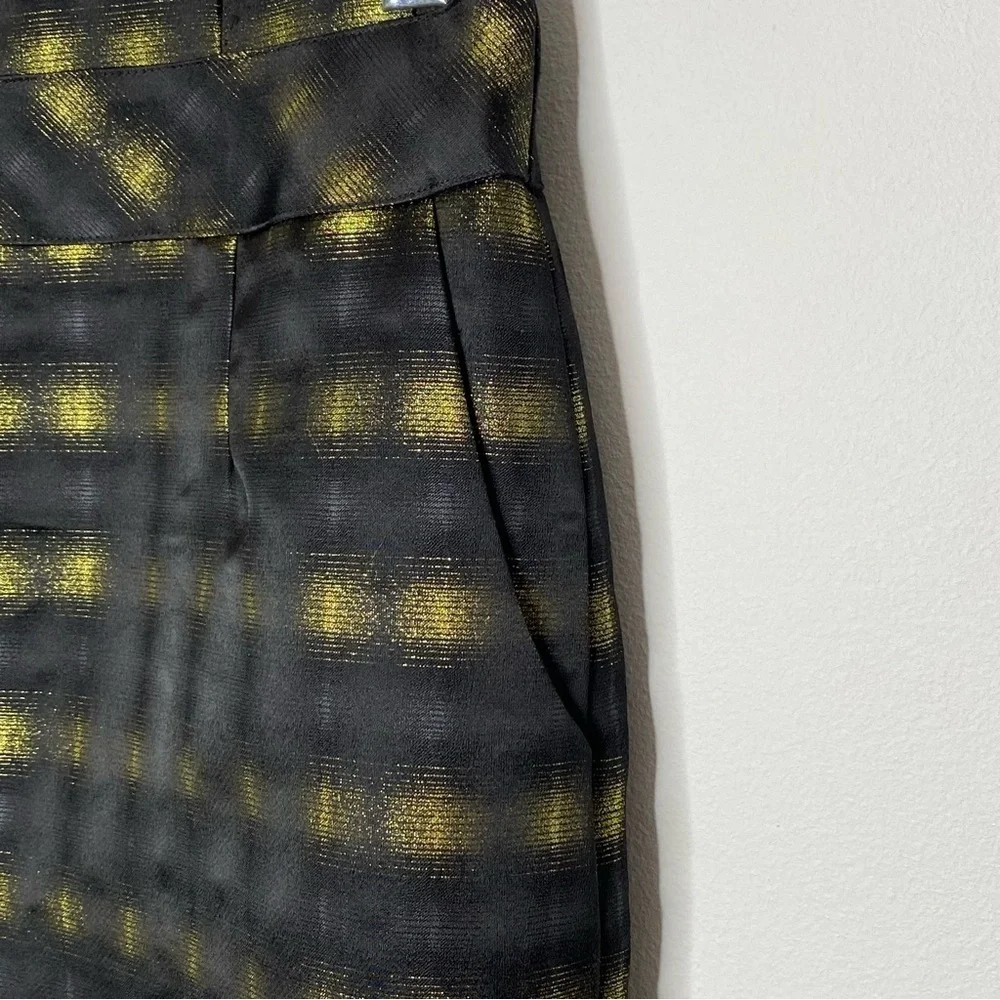 The Limited Yellow Metallic Plaid Skirt